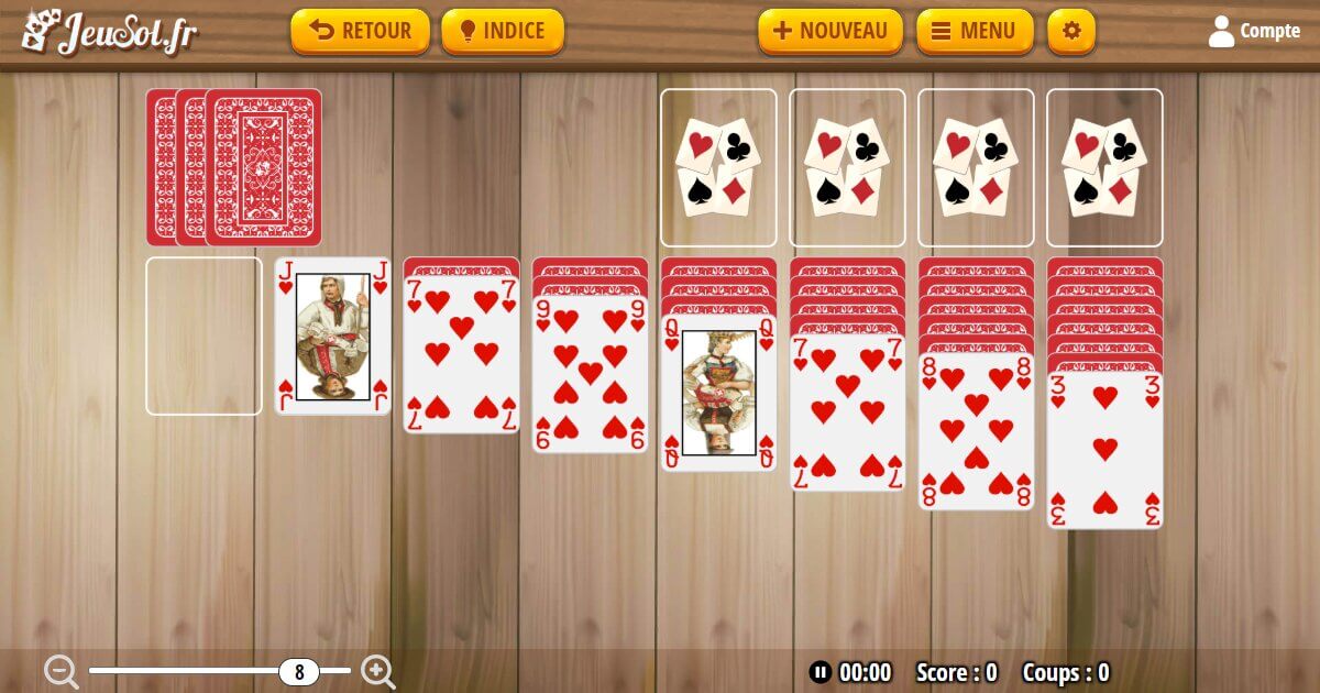 Le solitaire : jeu de cartes gratuit sans inscription, en français