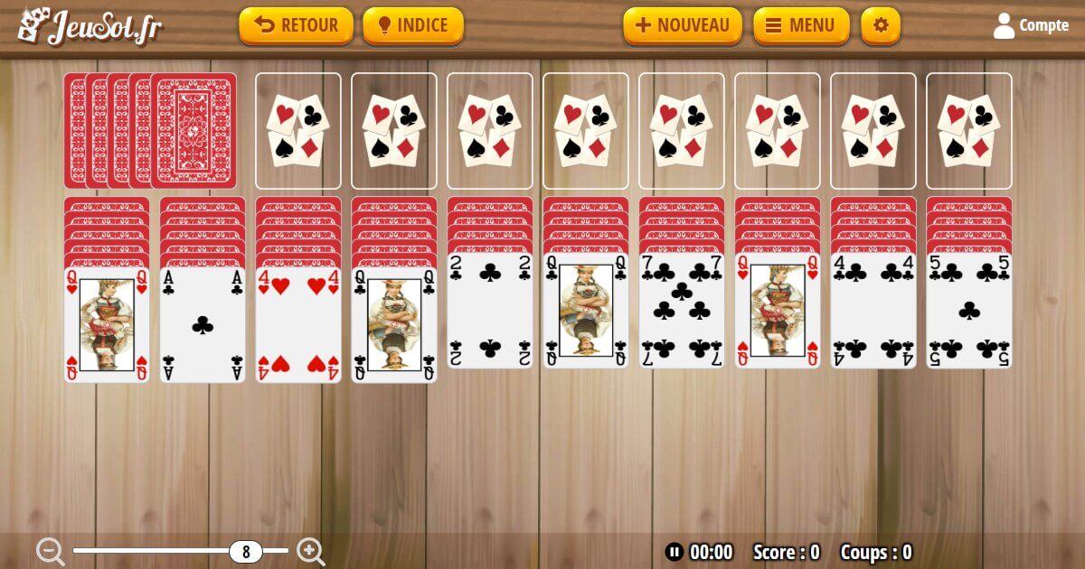 Spider solitaire online - Jeu en ligne gratuit sur